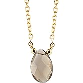 Pear Shaped Teardrop Crystal Necklace, Pendant Necklace, Natural Gemstone Drop Necklace, Layering, Everyday Wear, Adjustable Length 16 + 2 inch