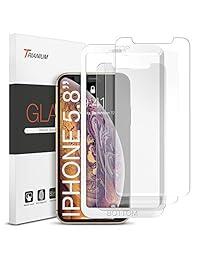 Protector de pantalla Trianium (paquete de 3) diseñado para Apple iPhone Xs y iPhone X 2018 2017 Claridad HD 0.25 mm vidrio temperado, Protector de pantalla con marco de alineación [3D táctil] (3 unidades)