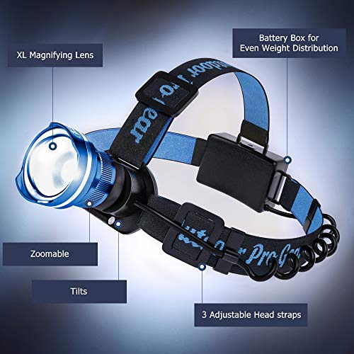 LED Headlamp Flashlight [3AA Batteries Included] Magnifying Lens, Head