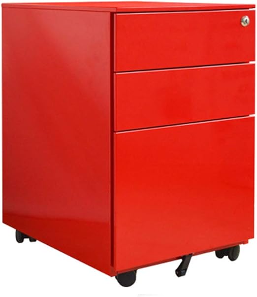 Amazon Com Suying Mobile File Cabinet With 3 Drawer Metal Filing Cabinets With Lock And Casters A4 Letter Documents Pedestal Cabinets For Home Office Red Home Kitchen