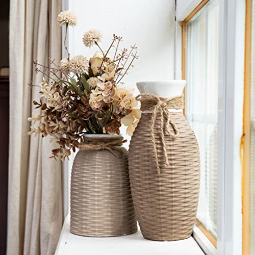 TERESA'S COLLECTIONS Modern Farmhouse Ceramic Vase for Aesthetic Home