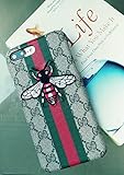 iPhone7/8 Plus --US Fast Deliver Guarantee FBA-- Luxury PU Leather x Embroidery Style Case Cover for Apple iPhone 7 Plus iPhone 8 Plus Only (Stripe Large Bee)