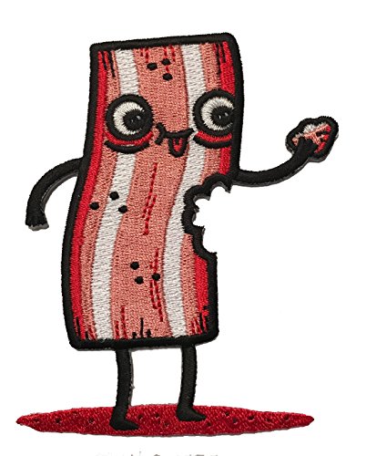 Randy Otter "I'm Delicious" Funny Slice of Bacon Eating Itself Iron On Patch