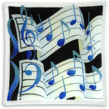 Peggy Karr Handcrafted Art Glass Music Plate, Square, 10-Inch