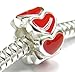 Queenberry Sterling Silver Endless Infinity Love Red Heart European Style Bead Charm