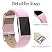 Henoda Replacement Bands Compatible with Fitbit Charge 2, Classic Genuine Leather Charge 2 Band Fitness Wristband for Women Men Small Large Pink