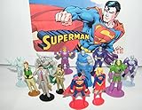 Superman DC Superhero Party Favors Goody Bag Fillers Set of 13 Figures with Supergirl, Clark Kent, Brainiac, Jimmy Olsen, Doomsday and More!