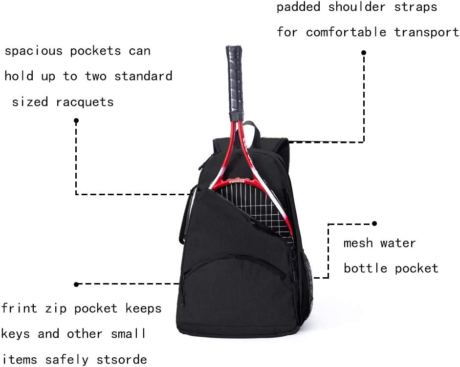 QCWN Tennis Racket Bag, 36L Large Capacity Tennis Backpack for Men Women, Tennis & Racquet Sports Duffle Bag for Tennis, Racquetball, Squash (Black) : Sports & Outdoors
