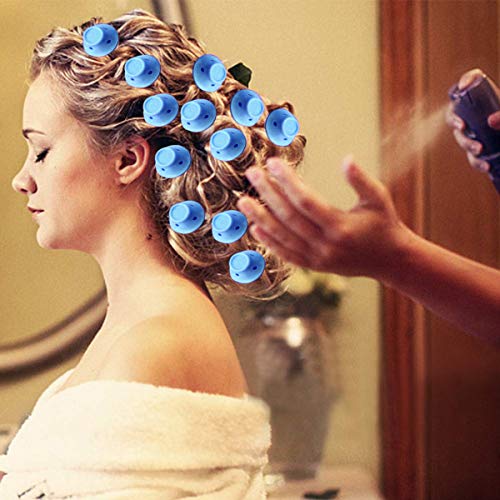 40 Pcs Magic Hair Rollers - Curling Hair Styling Tool Include 20pcs Large Silicone Hair Curlers and 20pcs Small Silicone Curlers (Blue)