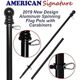 American Signature Flag Pole 6 ft - Heavy Duty Aluminum Tangle Free Spinning Flagpole with Carabiners - 2019 New Enhanced Design - Outdoor Wall Mount Flagpole for Residential or Commercial (Black, 6)