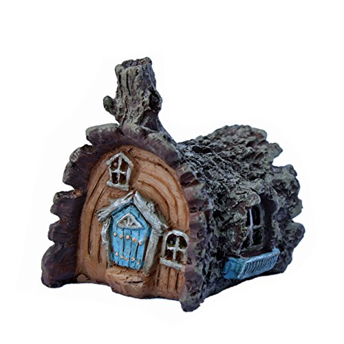 Fiddlehead fairy garden micro log house - 2.25" tall