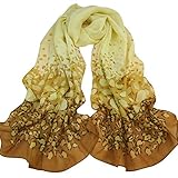 Tonsee Gradual Change Color Long Chiffon Wraps Shawl Soft Scarves Beige