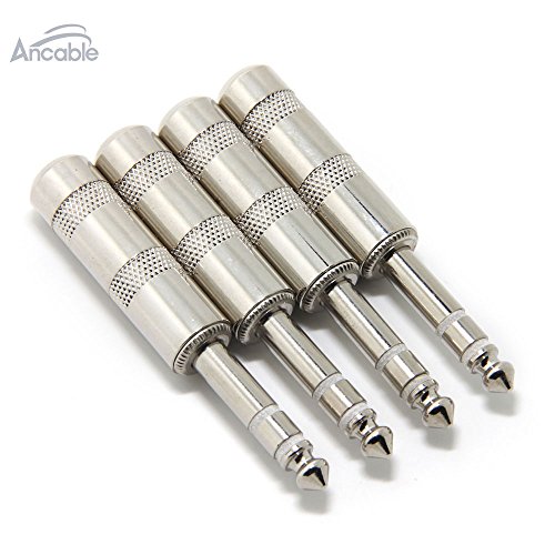 Ancable 4-Pack 6.35mm Male Audio 1/4" Plugs TRS Phone Plug, Solder Type
