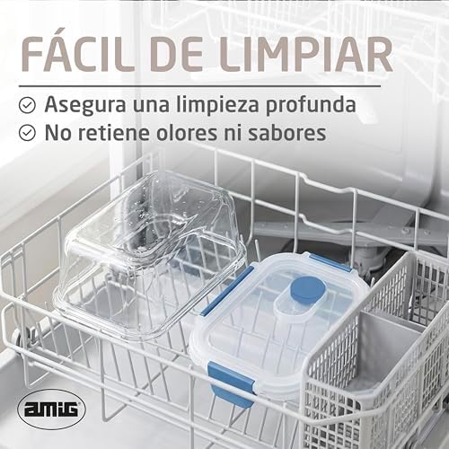 - Lote 3 Contenedores Herméticos de Vidrio - 370ml, 640ml, 1050 ml - Transparente - Tapa de polipropileno - Aptos para Almacenar, Transportar y Calentar Alimentos - Mod. 700