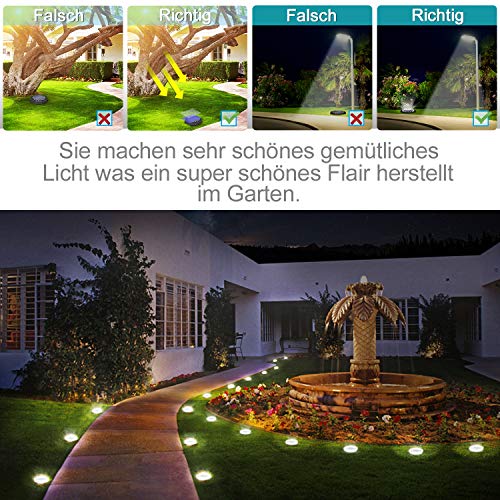 SEZAC Solar Bodenleuchten Aussen【IP68 Wasserdichtes 16LED 12 Stück Batterie-Upgrade】 Solarleuchten für Außen Bodenlicht… – Bild 7