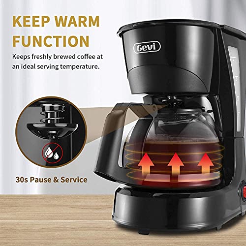 Gevi 4 Cups Small Coffee Maker, Compact Coffee Machine with Reusable