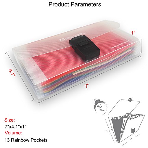 Mini Expandable Accordion Folders Small Document Organizers 13 Pockets A6 Wallet,Holder Card Bag for Bill, Receipts, Coupons and Tickets-7X4.1 inches