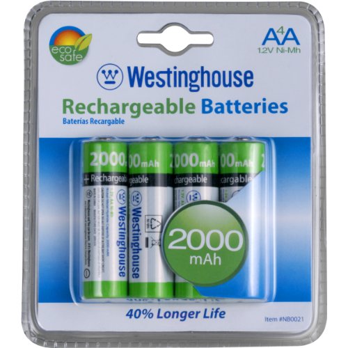(4 pack) Westinghouse AA NI-MH 2000MAH Rechargeable Batteries (4 pack) Westinghouse AA NI-MH 2000MAH Rechargeable Batteries