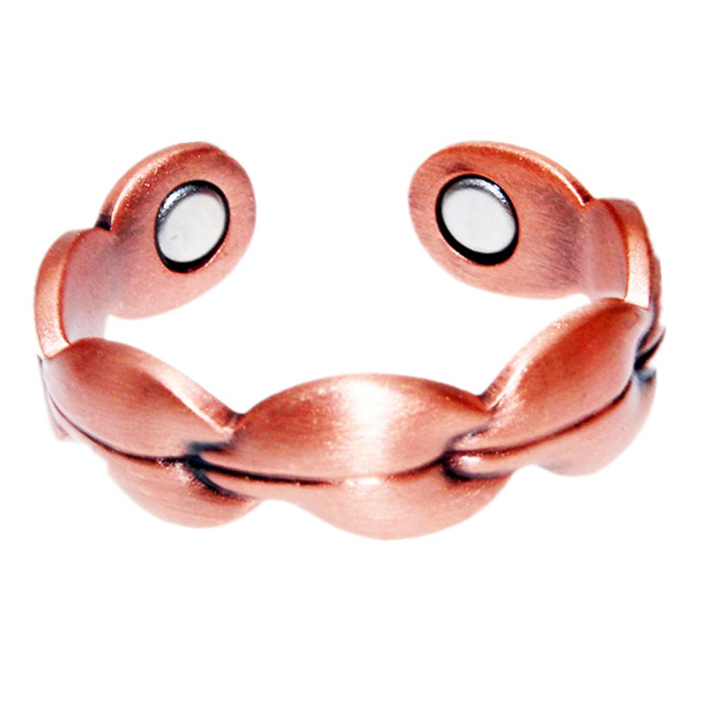 WUTONGJU Magnetic Copper Ring adjustable size with Two Strong Magnets for Men and Women