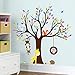 ElecMotive Cartoon Forest Animal Monkey Owls Fox Rabbits Hedgehog Tree Swing Nursery Wall Stickers Wall Murals DIY Posters Vinyl Removable Art Wall Decals for Kids Girls Room Decoration (Giraffe)