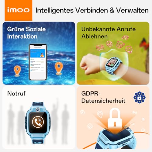 imoo Z3 Children's Smartwatch, 4G Voice Call, 1.5 Inch HD Screen, Water Resistant up to 20 m, 8 GB Large Memory, Class Mode & Sleep Mode with Accessory Set (Blue)