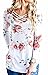 Walant Womens Floral Printed Long Sleeve Criss Cross V-Neck Casual Tops T-Shirt White Small