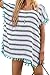 Women's Cover-Up Stripes Macrame Chiffon Beachwear, Fits S/M/L