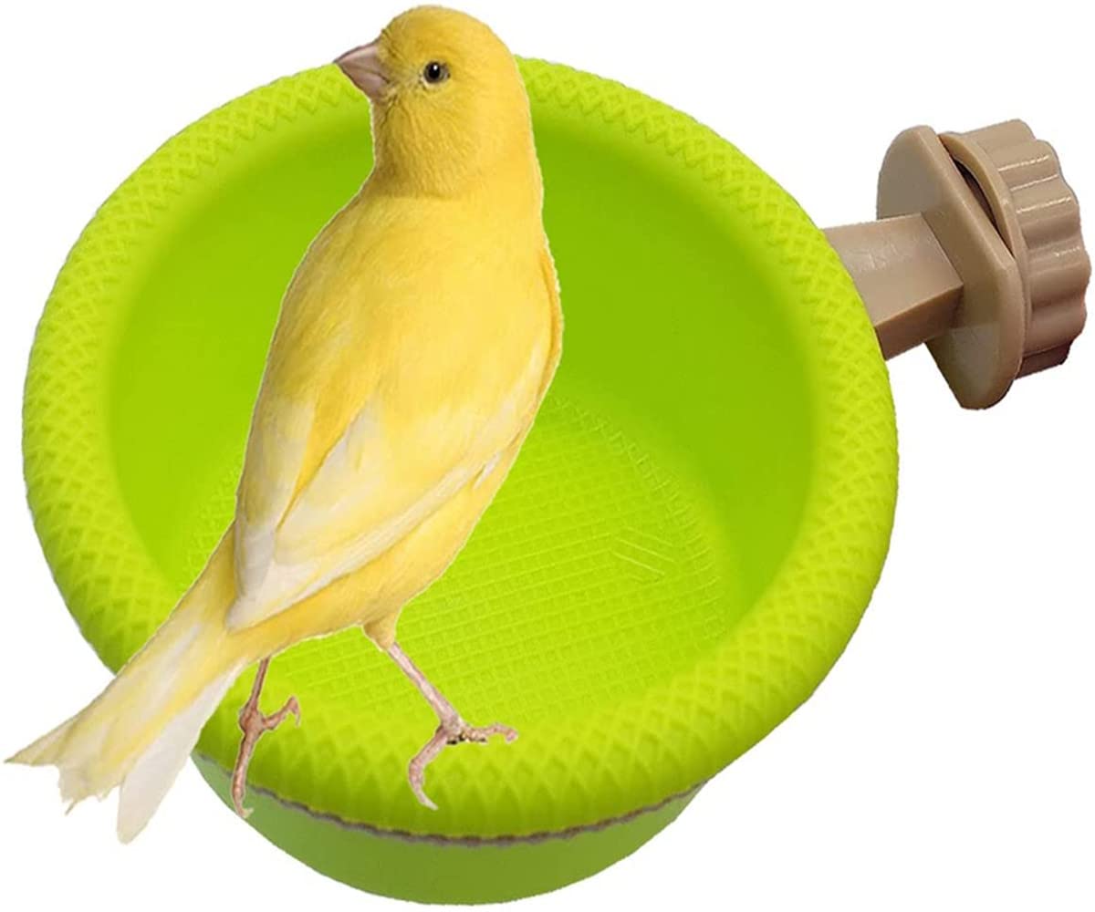 WACURRENTHYD Multi-Function Caged Bird Bath Bird Cage Parrot Supplies Bathing Tub for Canary Finch Budgerigar,Perch Stand(4.5")