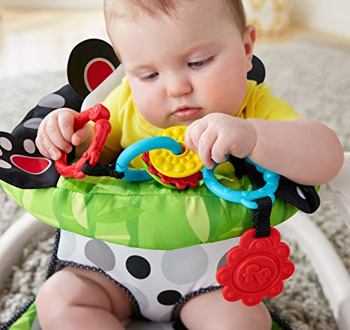 Fisher-Price Portable Baby Chair Sit-Me-Up Floor Seat with Developmental Toys and Crinkle Squeaker Seat Pad, Panda Paws