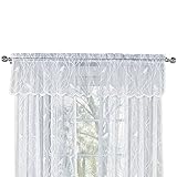 Collections Etc Lace Window Valance 56-inch x 12-inch with Songbirds & Branches, White