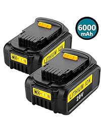 2Pack 6.0Ah 20V MAX Batería de repuesto de litio para Dewalt XR DCB201 DCB203 DCB205 DCD771C2 DCB204 DCS380B DCB205-2 DCB207 DCB200 DCD985B DCS355D1 DCB206 DCB180 DCD790B 20 Volt Batteries con Indicato