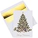 The Napa Press Premium Christmas Cards - 20 Pack - Traditional Christmas Tree with Gold Embossed Foil and Linen Texture - 20 Heavyweight Holiday Cards and Gold Foil Lined Envelopes