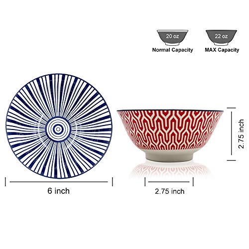 KitchenTour Ceramic Bowls Set 20 oz Serving Bowls For Kitchen