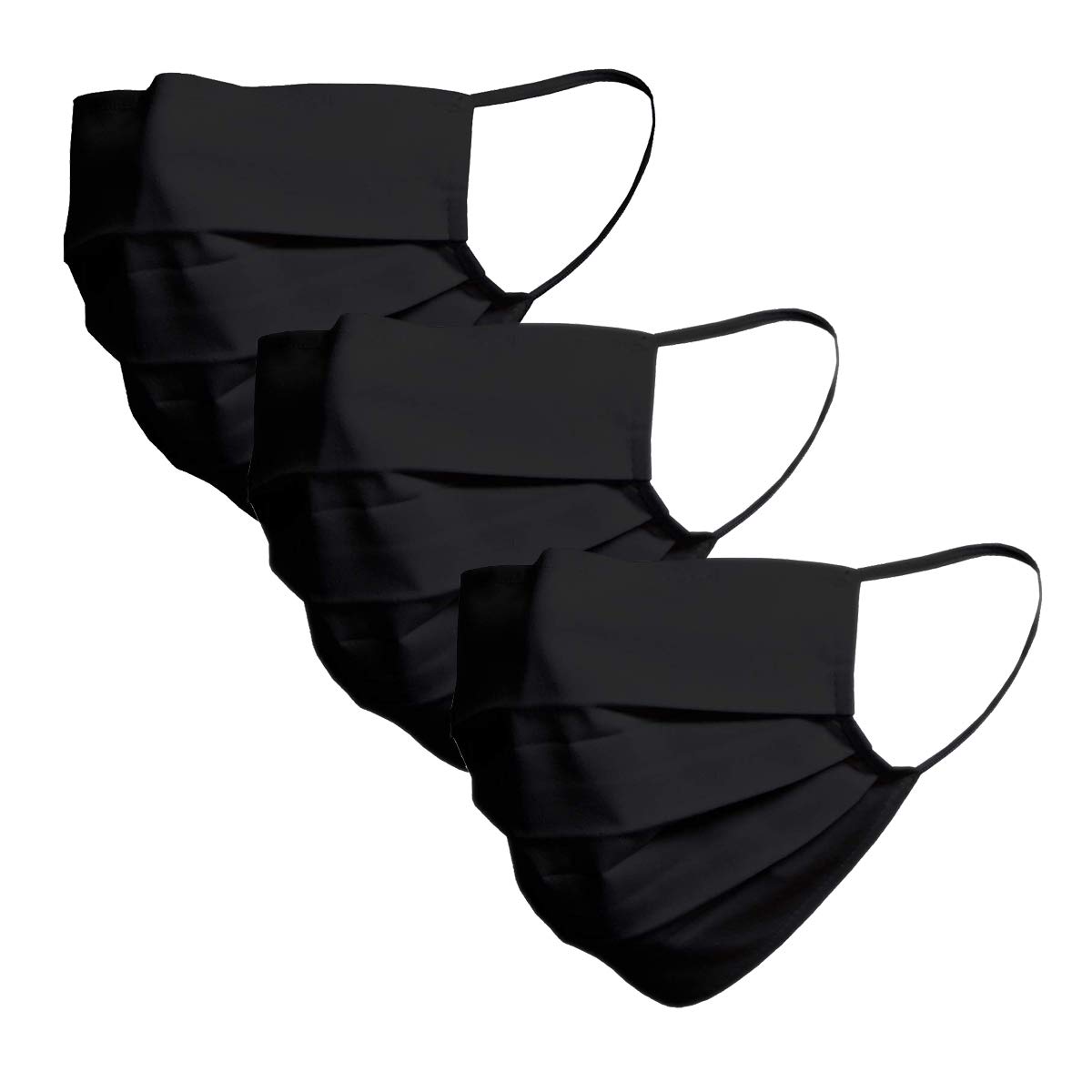 by Jungfeld – Fabric Mouth Nose Mask 100% Cotton Unisex Black Pack of 3