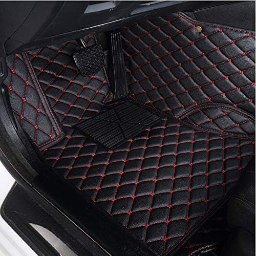 AUTURN Waterproof Custom Fit Luxury XPE Leather Car Floor Mats All Weather 3D Full Surrounded Front Rear Car Floor Liners for Honda Civic 2016-2018, Black with Red Stitching