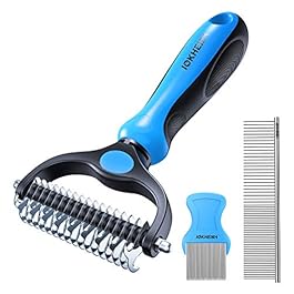 IOKHEIRA Pet Grooming Tools Dematting Comb 2 Sided Undercoat Rake for Dogs and Cats with Medium & Long Hair, Easy for Removing Mats Tangles and Shedding (3 Packs)