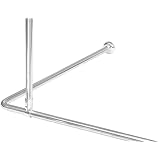 Tringle Douche Télescopique Croydex - Chromé - 74cm Largeur Fixe, Longueur 140-260cm - Pour Coin De Douche