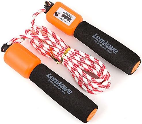 Lenwave Aerobic Exercise Skipping Jump Rope with Timer Counter for Crossfit, Workout, Fitness (Red)