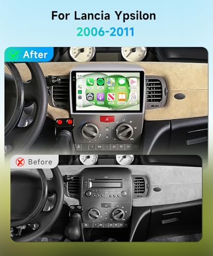 Rimoody 4G+64G Android Autoradio per Lancia Ypsilon 2006-2011 Wireless Carplay Android Auto, 9 Pollici Incell Touchscreen Radio con GPS Navi WiFi Bluetooth FM/RDS/EQ/USB SWC Telecamera Posteriore