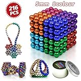 HOMOFY Buildable Magnets (5mm) 216 Set for Sculpture Stress Relief Intelligence Development and Desk Toy for Adults