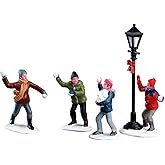 Lemax Christmas Village Snowball Fight Figurine Set of 4, #32133, Polyresin | Kids &amp; Light Post Snowball-Fight Scene | 10.8cm Tall | Christmas Village Tabletop Display