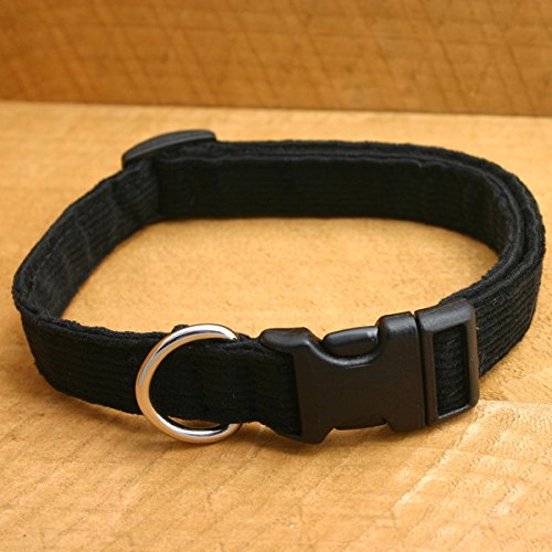 1" Black Large Dog Collar Hemp Corduroy Dog Collar