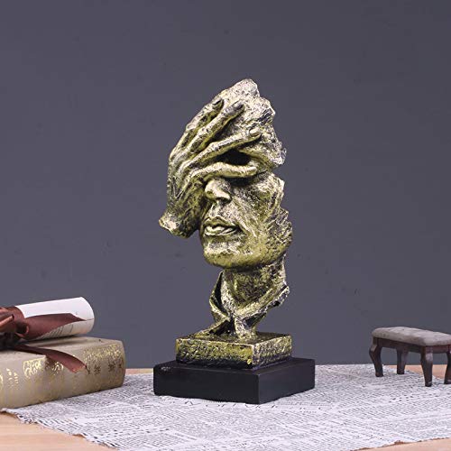 Lependor Abstract and Creative Desk Decorations The Thinker Statue, Hand & Face Statues and Sculptures for Home Living Room Decor (No See Gold)