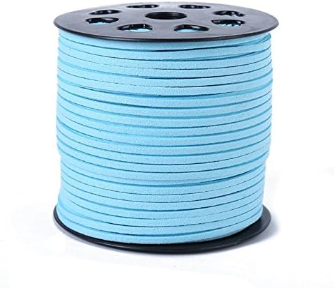100 Yards Suede Cord Lace Leather Cord Jewelry Making Beading Craft Thread String- 3mm Width (Light blue)