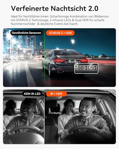 VANTRUE N2X 2.7K+1080P STARVIS 2 Car Camera, Front Interior, Dual HDR Night Vision Camera, Front 2.5K/60FPS, GPS, 5GHz WiFi, Voice & App Control, G-Sensor, Max 512GB