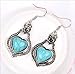 Chengxun Pure Blue Tibetan Love Heart Created Turquoise Silver Fishhook Dangle Drop Earrings for Women