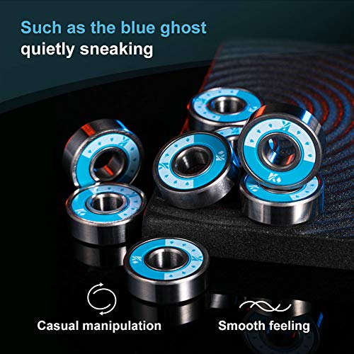 KVENI Premium Skateboard Bearings, 608-2rs Ceramic Ball Bearing - Pro Longboard Bearings for Quad Skate, Inline Rollerblades, Scooters, Spinners, ABEC, 8 Pack (Blue) - Thumbnail 2