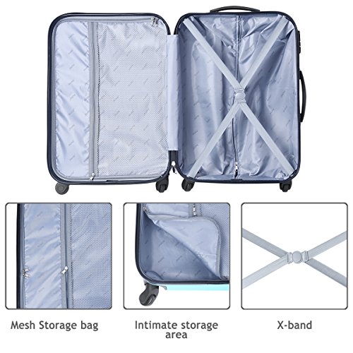 3 Pcs Luggage Set Hardside Travel Suitcase with Spinner Wheels Lightweight Durable ABS Hardshell TSA Lock 20 24 28 inch