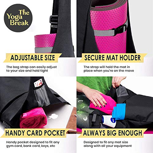 TheYogaBreak-Yoga-Mat-Bag-Carrier-for-Women-and-Men-Adjustable-Strap-4-Pockets-Socks-Bundle-Good-for-Fitness-Gym-Great-as-a-Gift