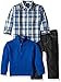 Nautica Baby Three Piece Set with Woven, Quarter Zip Sweater, Denim Jean, Medium Blue, 18 Months